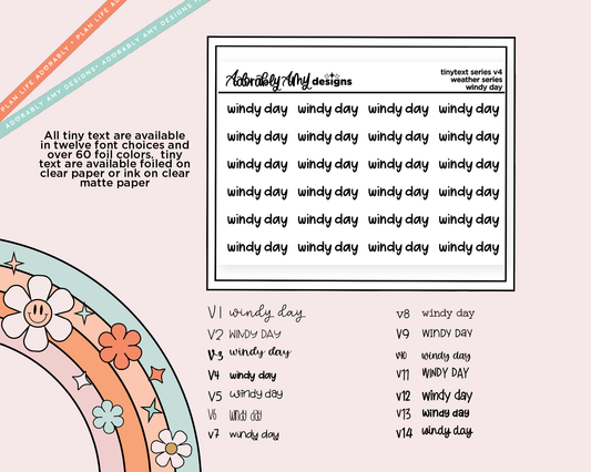 Foiled Tiny Text Series - Weather Series - Windy Day Planner Sticker Sheet