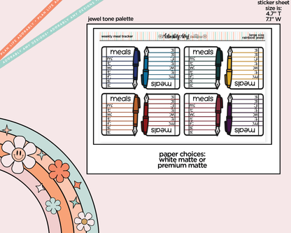 Rainbow Doodled Weekly Meal Tracker Large/Jumbo Size Stickers