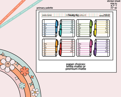 Rainbow Doodled Weekly Tracker Large/Jumbo Size Stickers