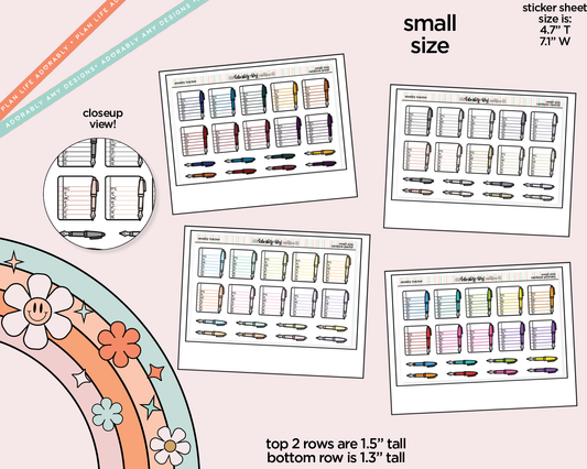 Rainbow Doodled Weekly Trackers Standard Size Stickers