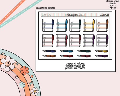 Rainbow Doodled Weekly Tracker Small Size Planner Stickers - Adorably Amy Designs
