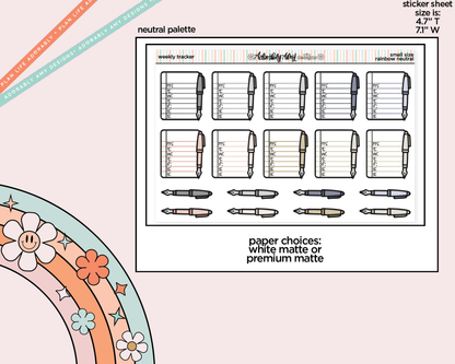 Rainbow Doodled Weekly Tracker Small Size Planner Stickers - Adorably Amy Designs