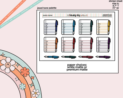Rainbow Doodled Weekly Trackers Standard Size Stickers - Adorably Amy Designs