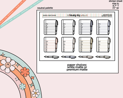 Rainbow Doodled Weekly Trackers Standard Size Stickers - Adorably Amy Designs
