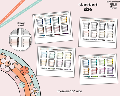 Rainbow Doodled Weekly Trackers Standard Size Stickers - Adorably Amy Designs