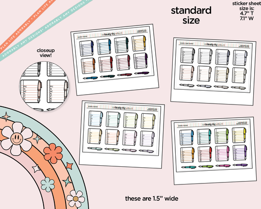 Rainbow Doodled Weekly Trackers Standard Size Stickers - Adorably Amy Designs