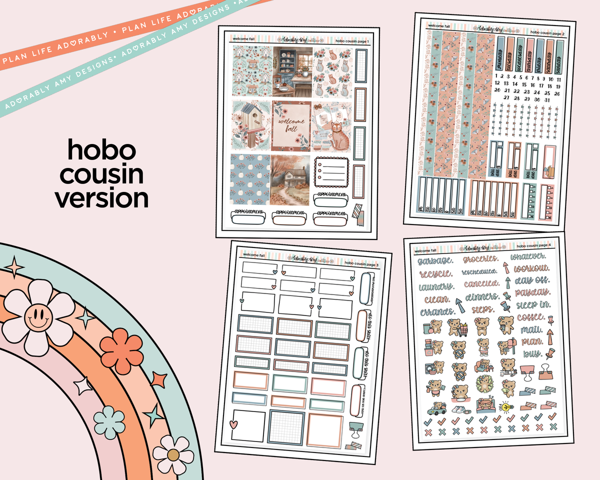 Hobonichi Cousin Weekly Welcome Fall Planner Sticker Kit for Hobo Cousin or Similar Planners