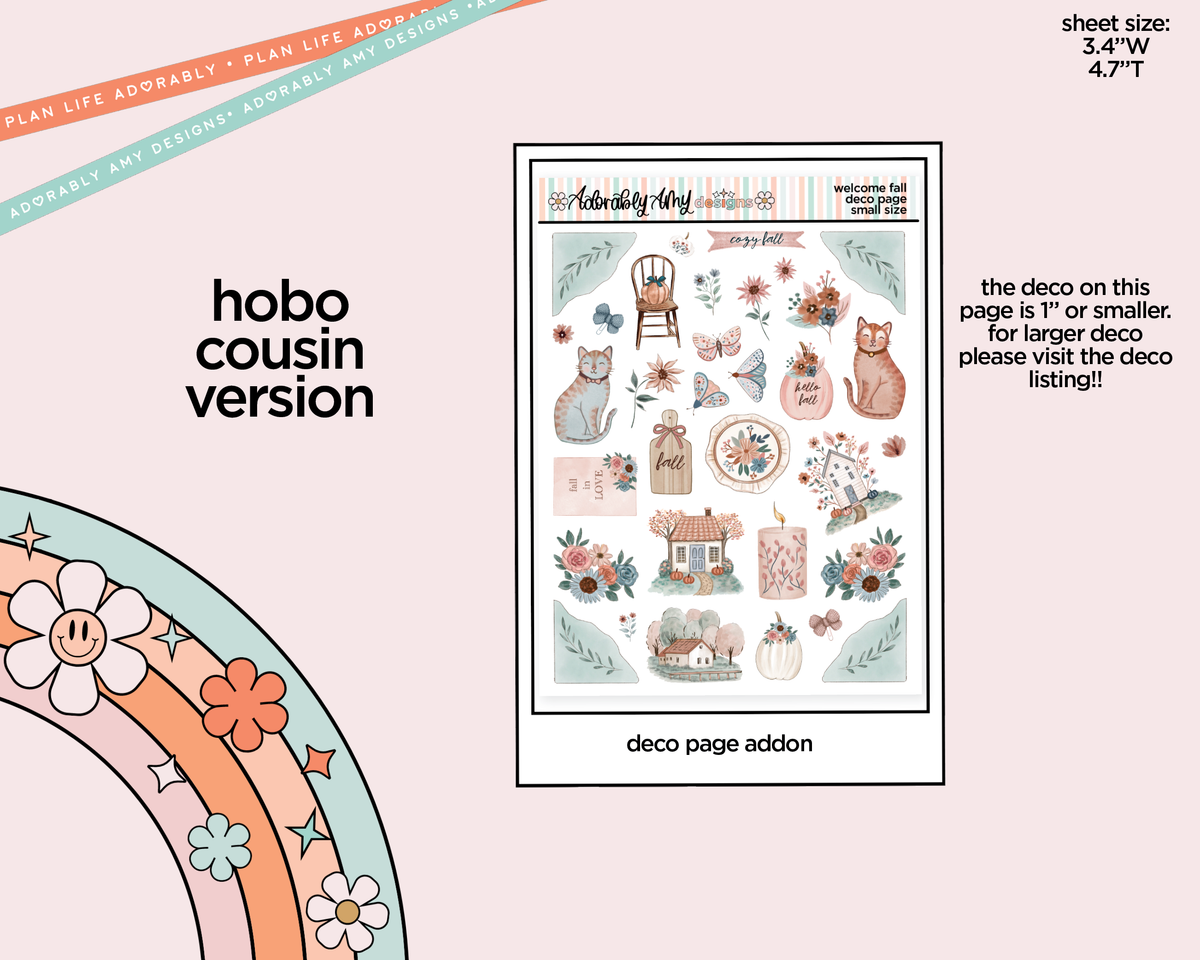 Hobonichi Cousin Weekly Welcome Fall Planner Sticker Kit for Hobo Cousin or Similar Planners