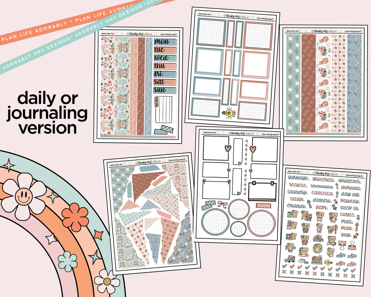 Journaling and Daily Planning Welcome Fall Planner Sticker Kit
