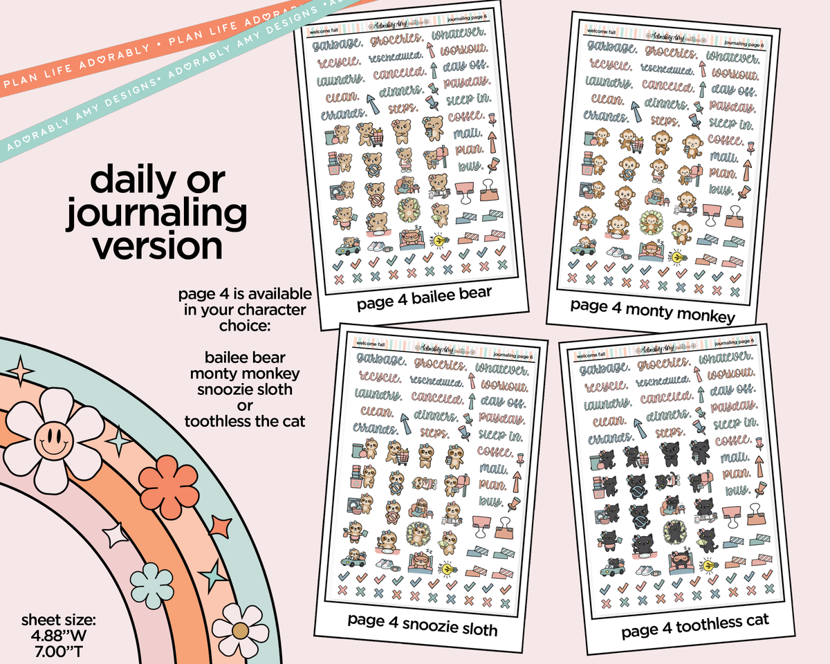 Journaling and Daily Planning Welcome Fall Planner Sticker Kit