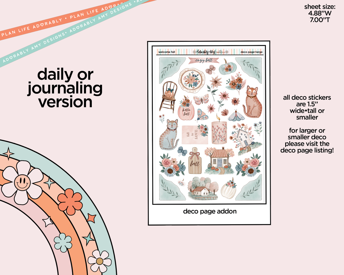 Journaling and Daily Planning Welcome Fall Planner Sticker Kit