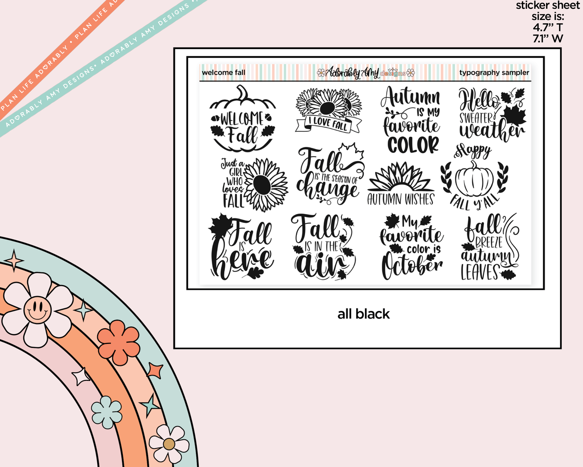 Welcome Fall Typography Sampler Planner Stickers