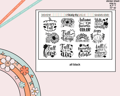 Welcome Fall Typography Sampler Planner Stickers
