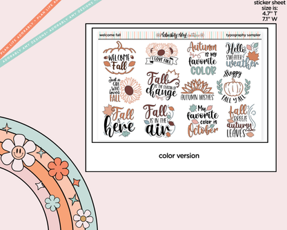 Welcome Fall Typography Sampler Planner Stickers