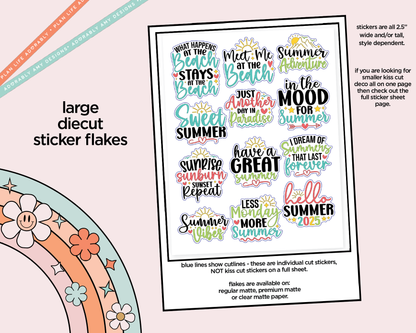 What Happens on the Beach Summer Deco Typography Sampler Planner Stickers