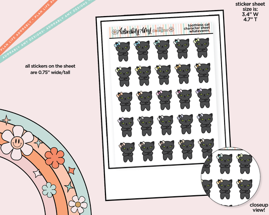 Toothless Cat Whateverrrr Decoration Character Planner Stickers - Adorably Amy Designs