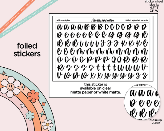 Foiled Whimsy Alphabet Stickers Deco Typography Sampler Planner Stickers