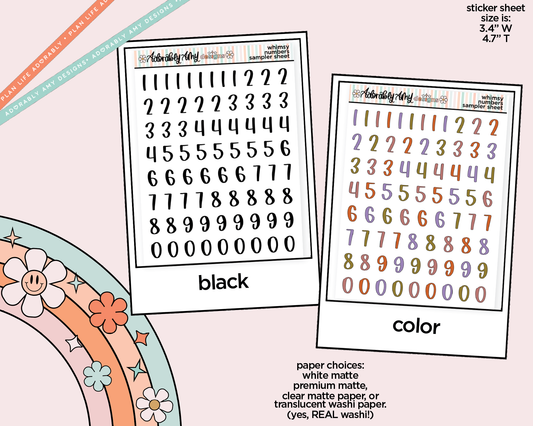 Whimsy Number Stickers Deco Typography Sampler Planner Stickers