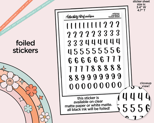 Foiled Whimsy Number Stickers Deco Typography Sampler Planner Stickers