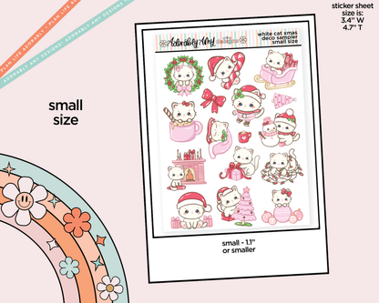 White Cat Christmas Deco Samplers in 3 Sizes Decorative Planner Stickers