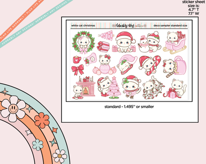 White Cat Christmas Deco Samplers in 3 Sizes Decorative Planner Stickers