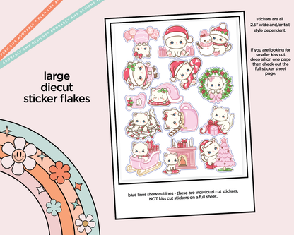White Cat Christmas Deco Samplers in 3 Sizes Decorative Planner Stickers