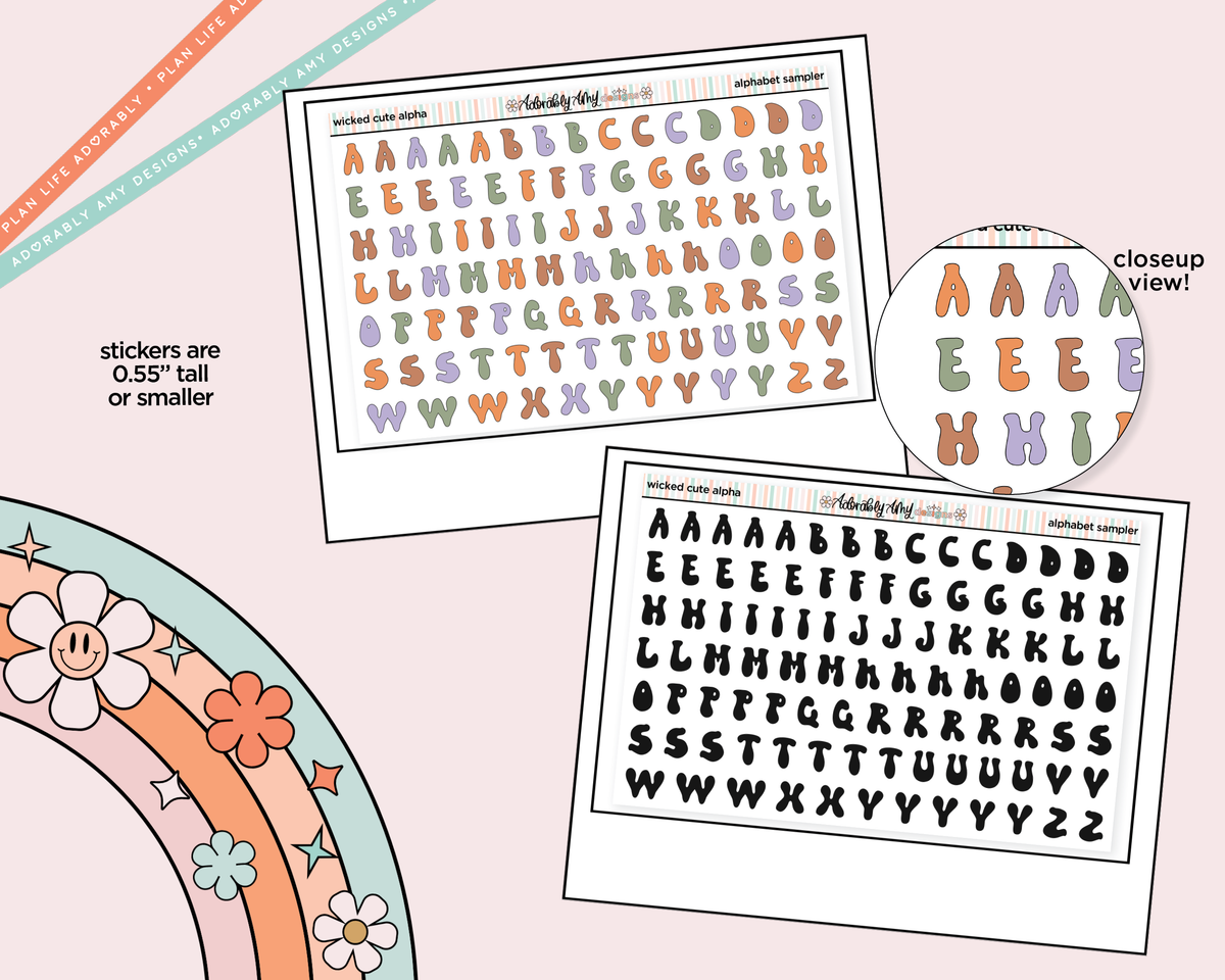 Wicked Cute Alphabet Stickers Deco Typography Sampler Planner Stickers