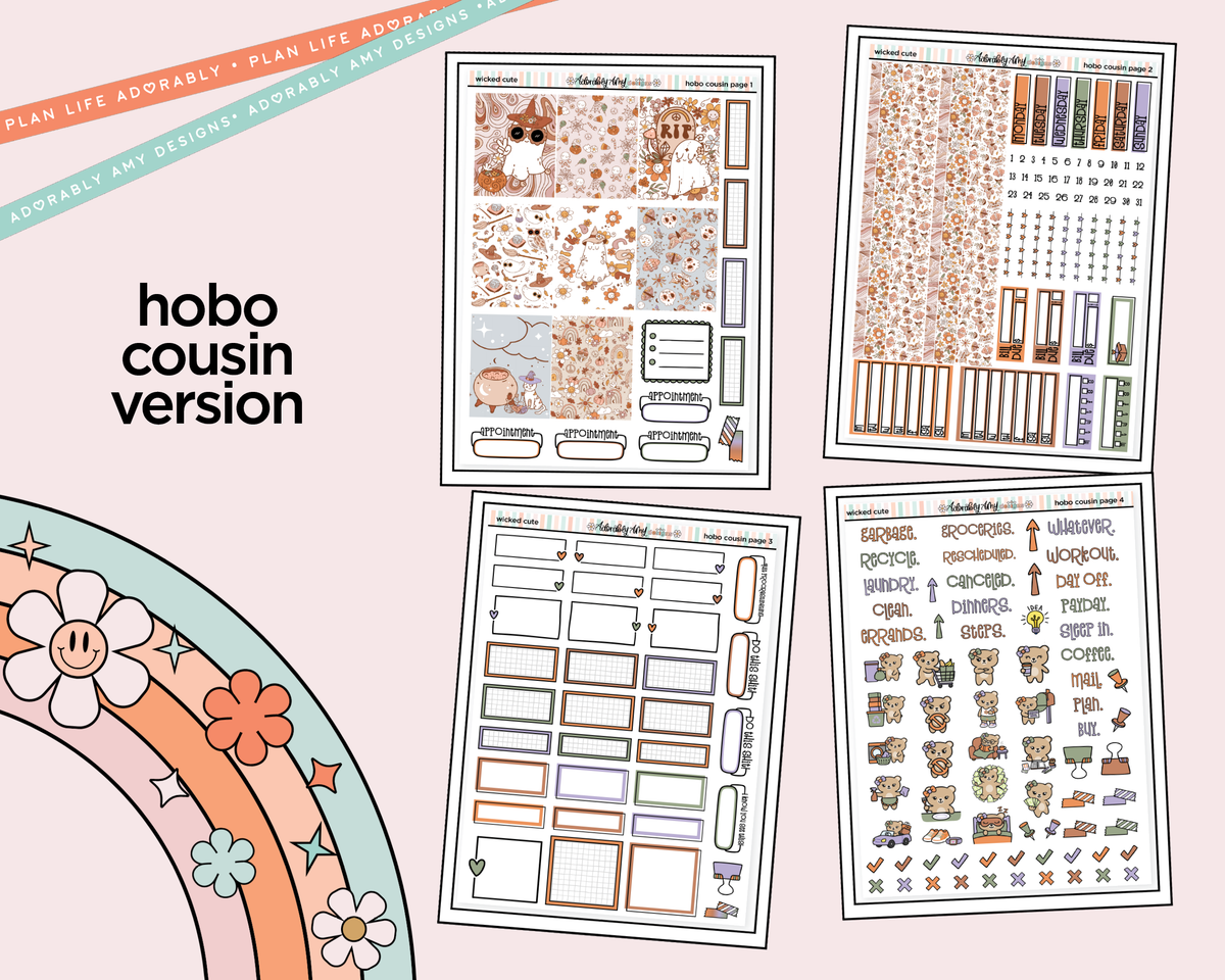 Hobonichi Cousin Weekly Wicked Cute Planner Sticker Kit for Hobo Cousin or Similar Planners