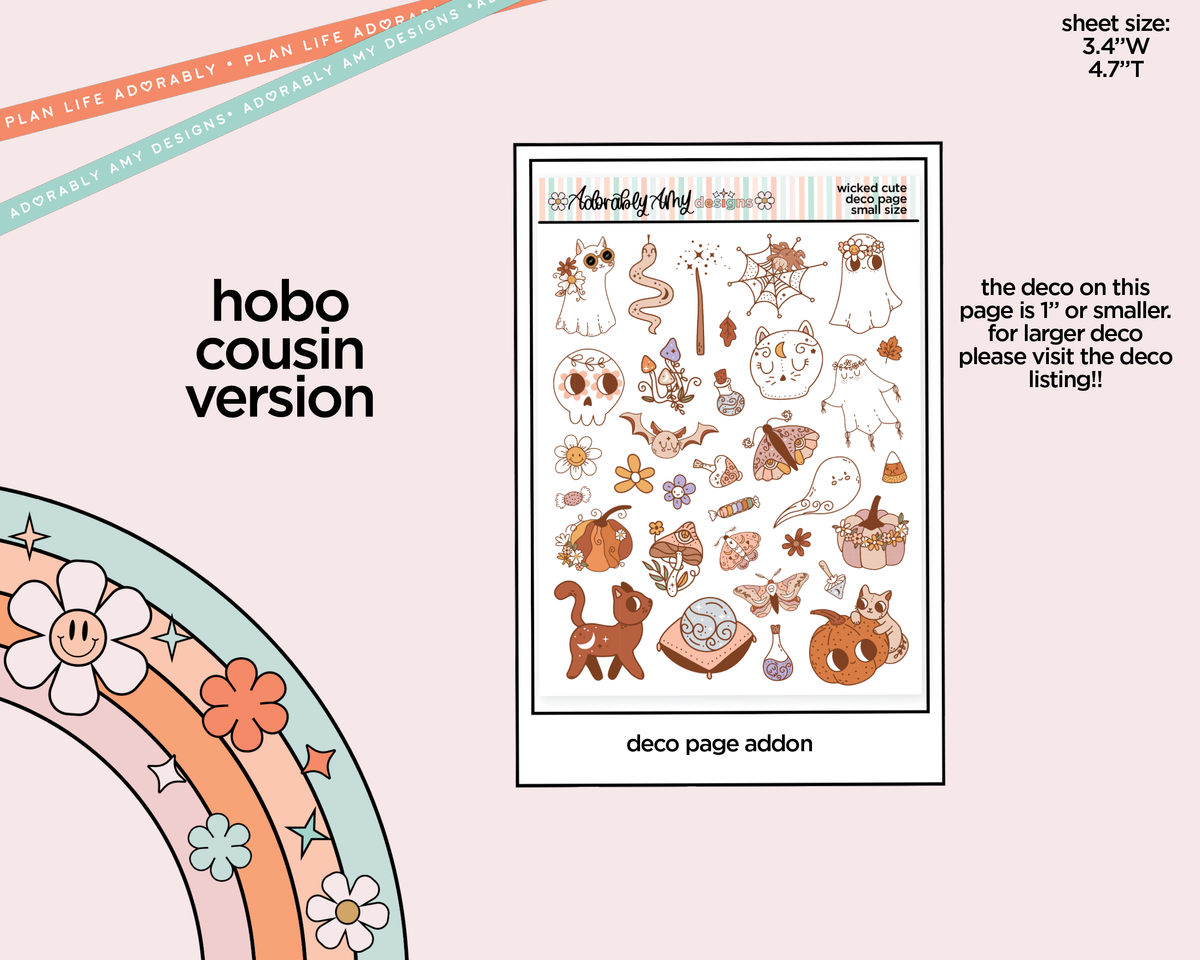 Hobonichi Cousin Weekly Wicked Cute Planner Sticker Kit for Hobo Cousin or Similar Planners