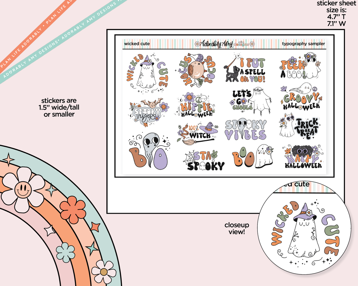 Wicked Cute Typography Sampler Planner Stickers