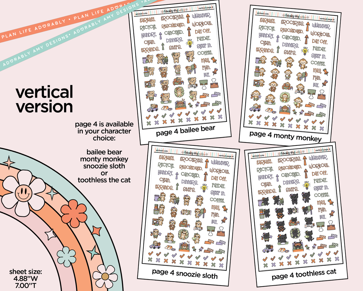 Vertical Wicked Cute Collection Kit for Vertical Standard Size Planners or Insert