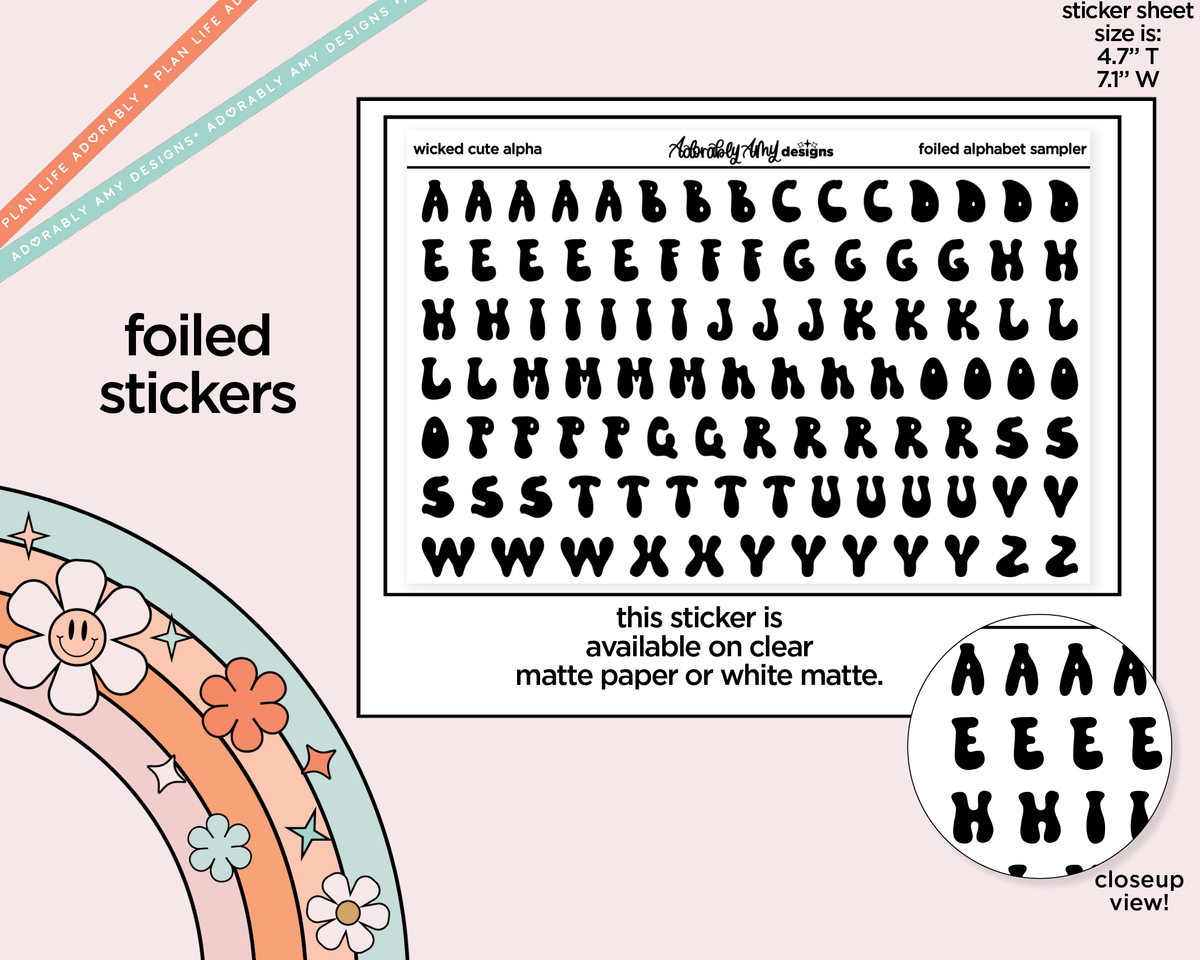 Foiled Wicked Cute Alphabet Stickers Deco Typography Sampler Planner Stickers