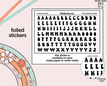 Foiled Wicked Cute Alphabet Stickers Deco Typography Sampler Planner Stickers