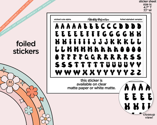 Foiled Wicked Cute Alphabet Stickers Deco Typography Sampler Planner Stickers