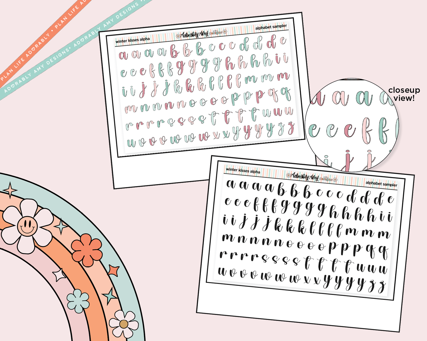 Winter Kisses Alphabet Stickers Deco Typography Sampler Planner Stickers