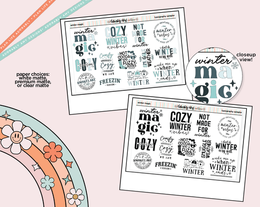 Winter Magic Deco Typography Sampler Planner Stickers