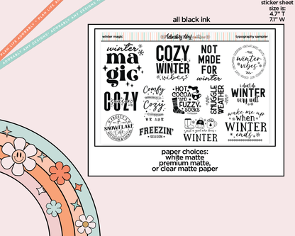 Winter Magic Deco Typography Sampler Planner Stickers