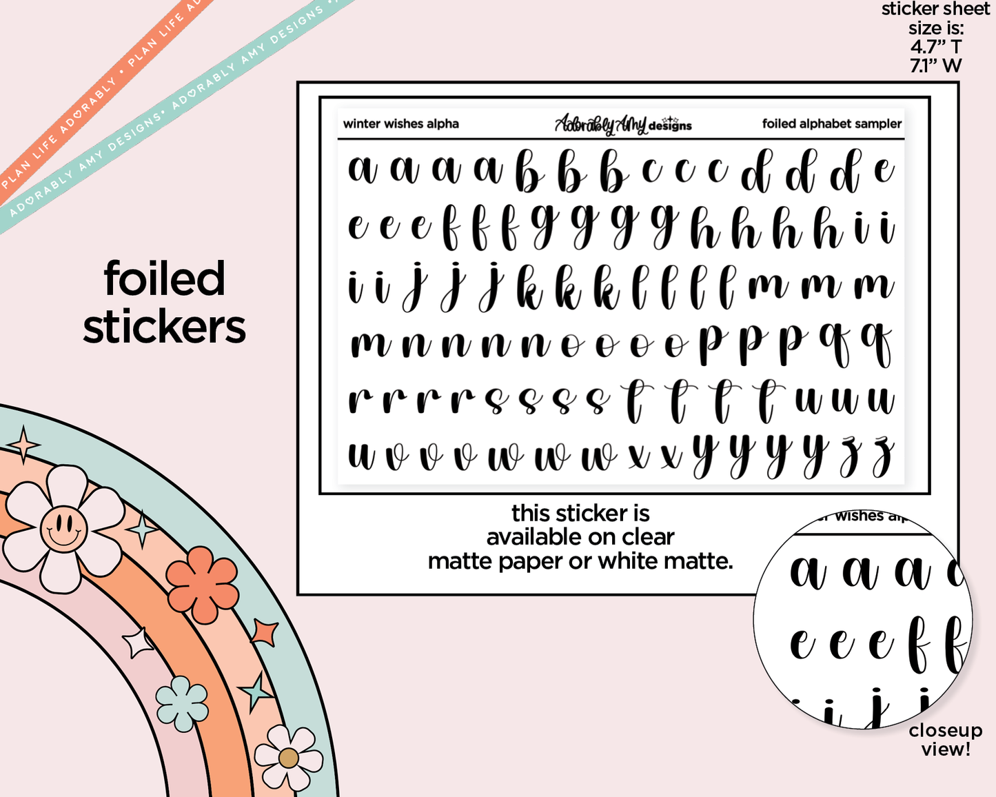 Foiled Winter Kisses Alphabet Stickers Deco Typography Sampler Planner Stickers