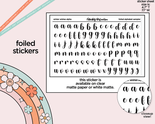 Foiled Winter Kisses Alphabet Stickers Deco Typography Sampler Planner Stickers