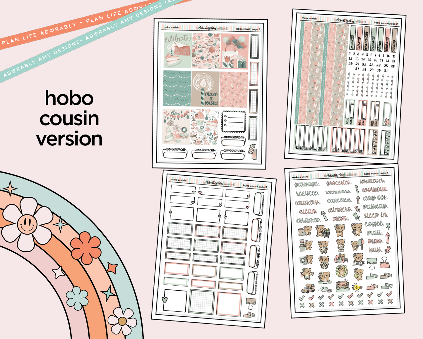 Hobonichi Cousin Weekly Make a Wish! Birthday Themed Planner Sticker Kit for Hobo Cousin or Similar Planners