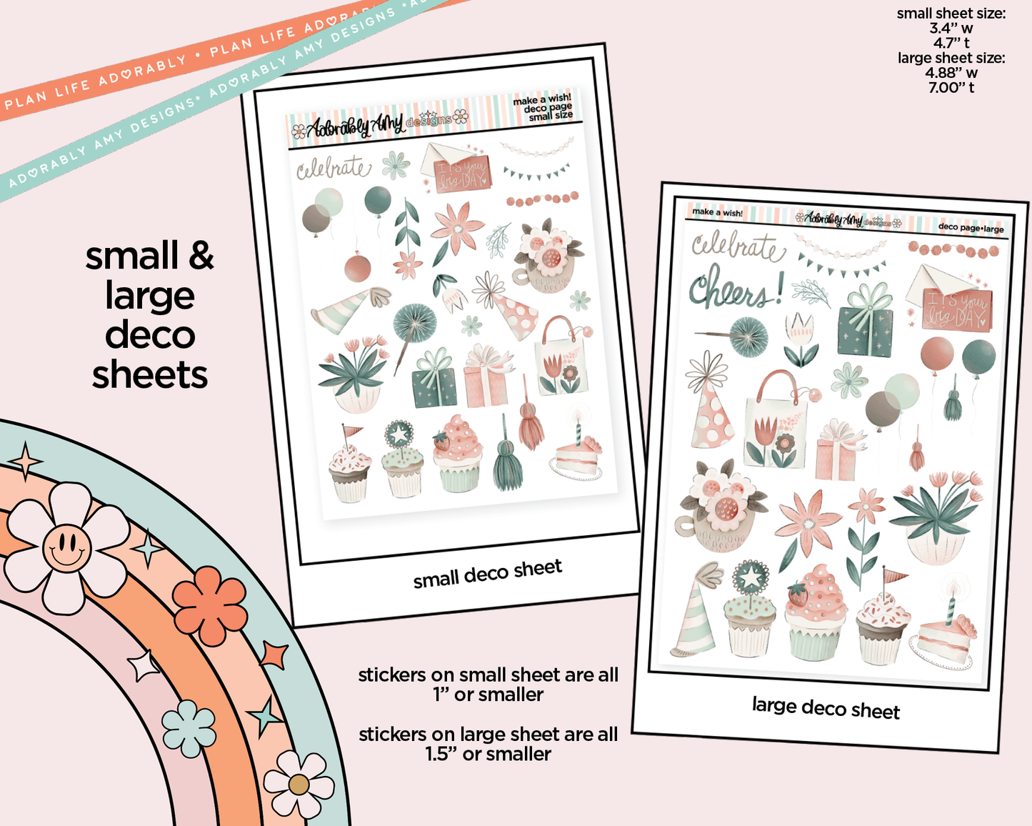 Make a Wish! Birthday Themed Weekly Kit Deco Pages - All Sizes - Adorably Amy Designs