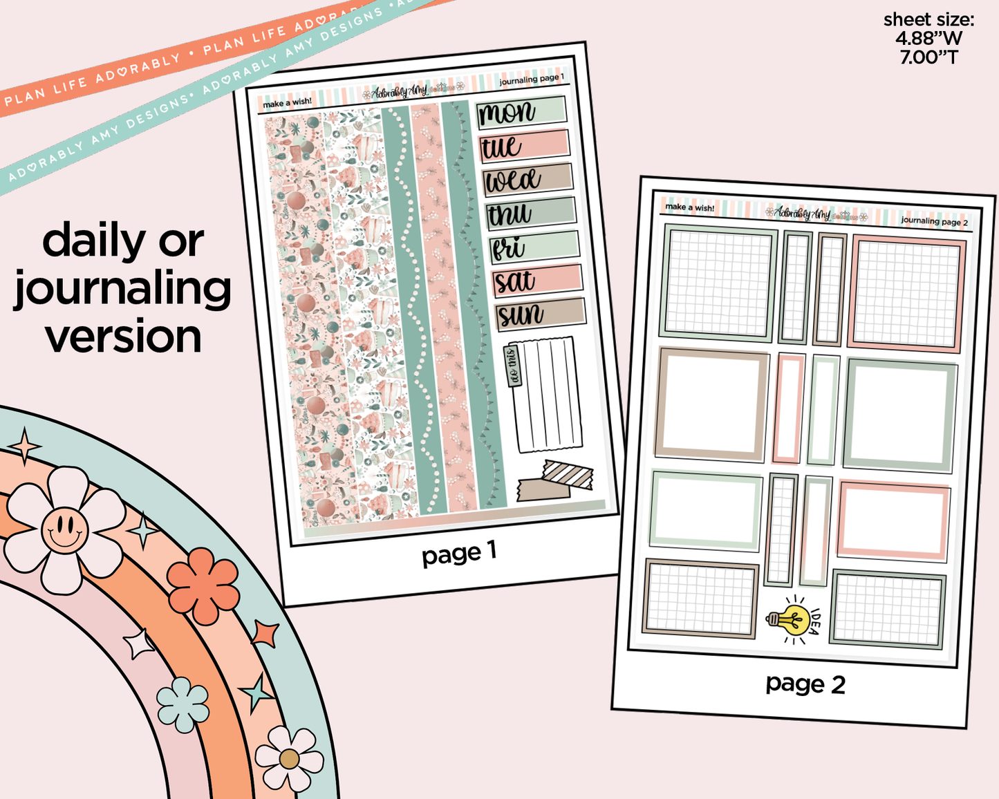 Journaling and Daily Planning Make a Wish! Birthday Themed Planner Sticker Kit