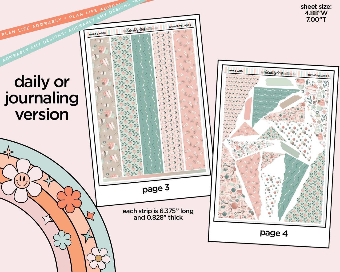 Journaling and Daily Planning Make a Wish! Birthday Themed Planner Sticker Kit