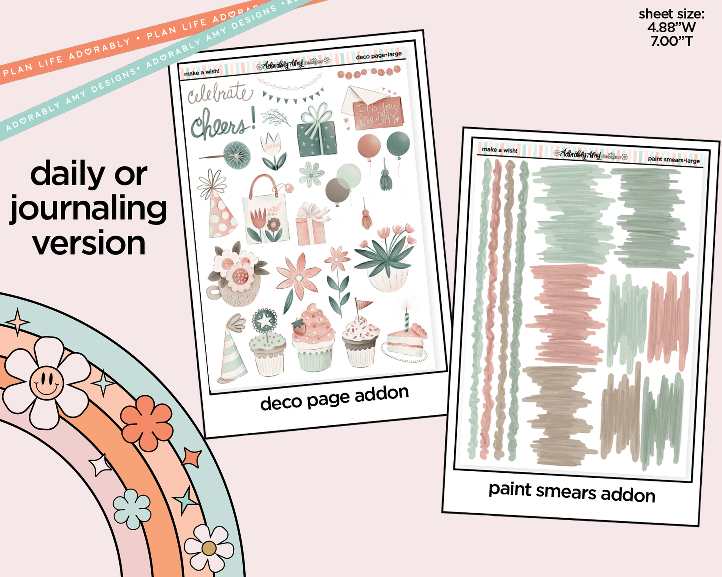 Journaling and Daily Planning Make a Wish! Birthday Themed Planner Sticker Kit