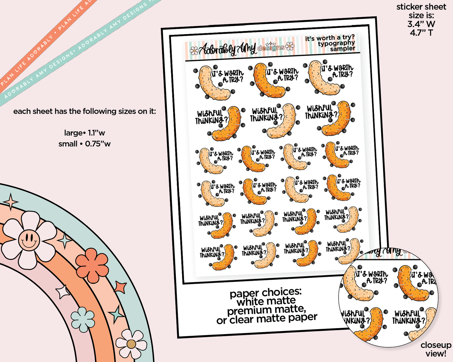 It's Worth a Try? Cheeto Voodoo Deco Typography Sampler Planner Stickers for any Planner or Insert