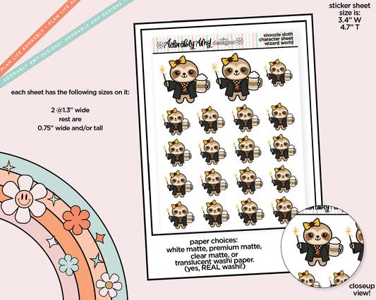 Snoozie Sloth Wizard World Decoration Character Planner Stickers