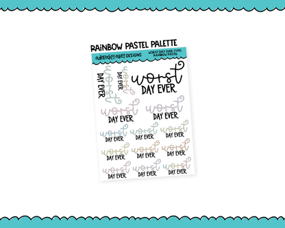 Rainbow or Black Worst Day Ever Snarky Typography Planner Stickers for any Planner or Insert