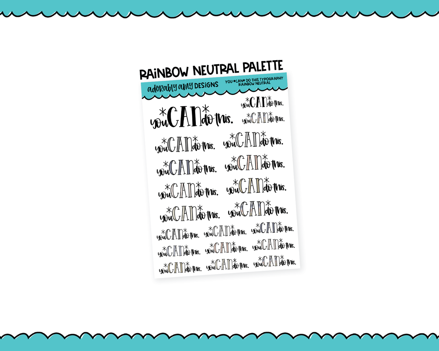 Rainbow or Black You Can Do This Typography Planner Stickers for any Planner or Insert