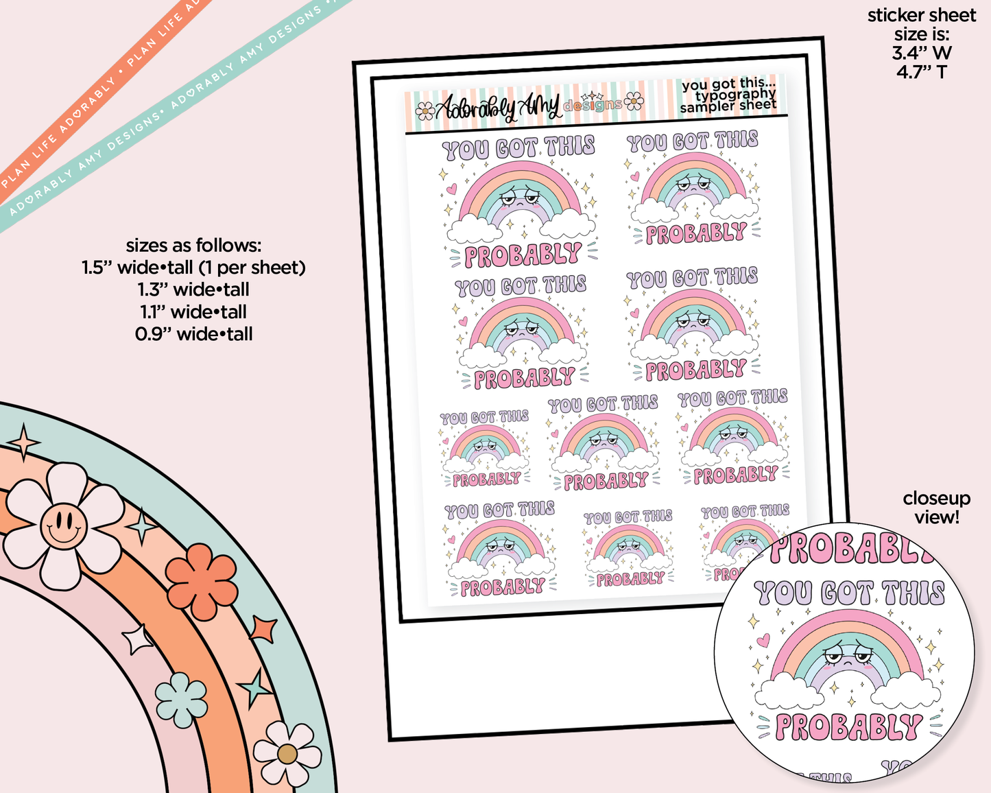 You Got This Probably Typography Sampler Planner Stickers