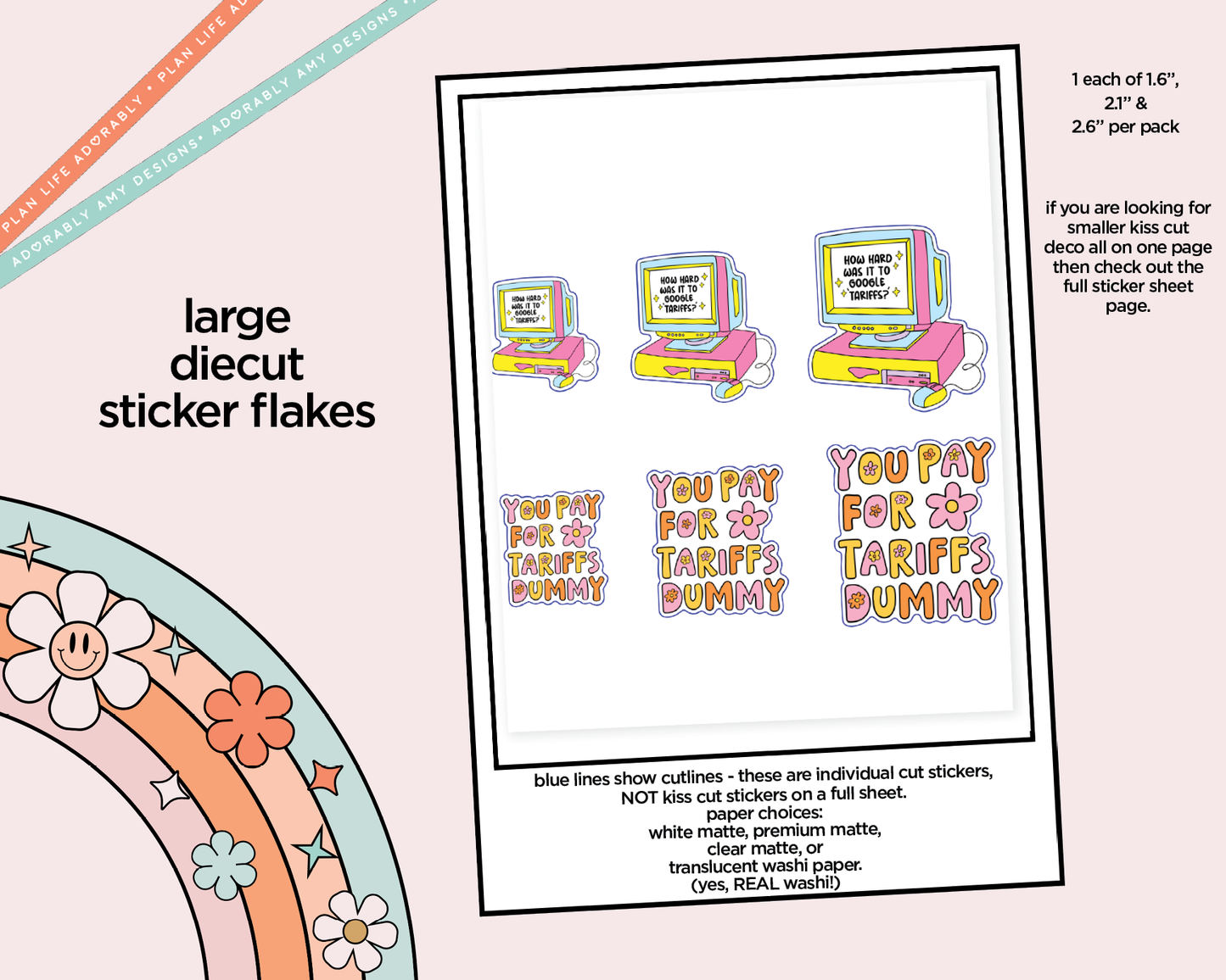 You Pay the Tariffs Anti-Trump Themed Typography Sampler Planner Stickers for any Planner or Insert